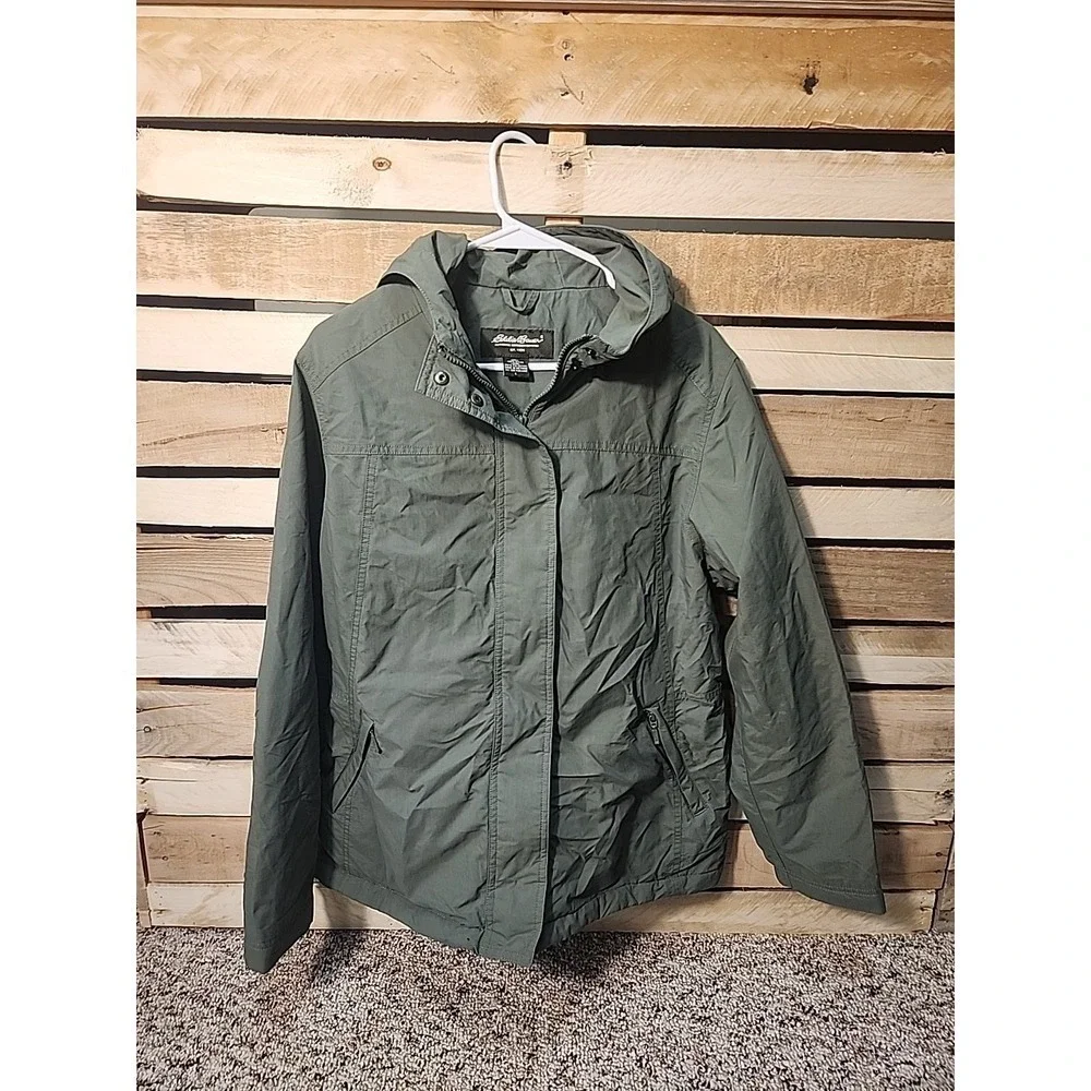 Eddie Bauer Hooded Green Jacket Size Large